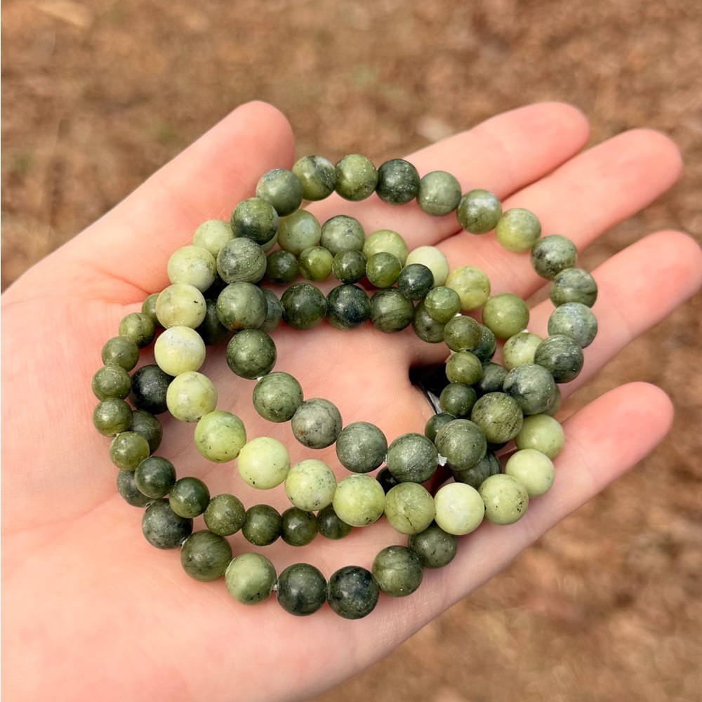 NEW! Green Jade Beaded Stretch Bracelet